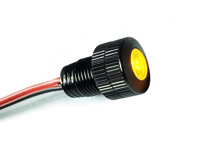 Oznium BRIGHTEST Light Bolt - Flush Mount 12V LED Light for Bumper, Grille, Cars Interior, Dash, Ambient Lighting, Motorcycle w/SLEEK Aluminum Housing & Screw Nut (11 mm Black, Amber LED) - Image 1